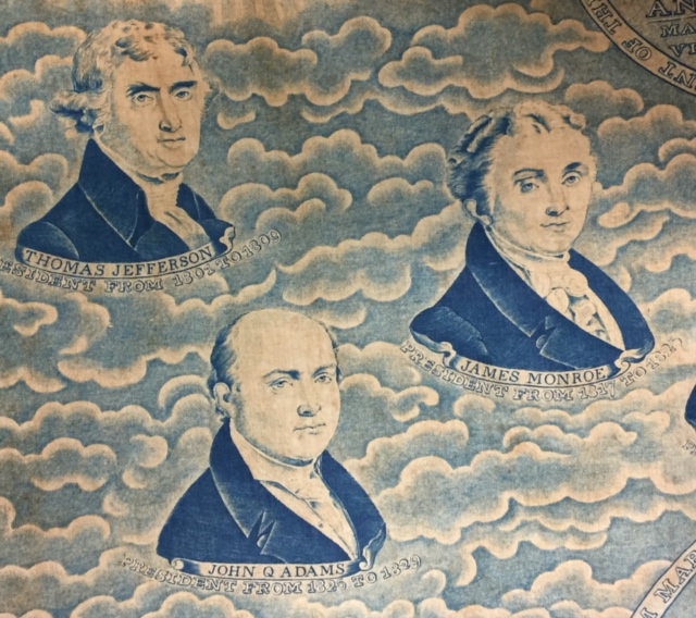 Politics and Fashion: Printed Cotton Textile of American Presidents, French, circa 1829. Historic Textile and Costume Collection, University of Rhode Island
