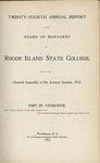 Annual Report 1912, Part III by University of Rhode Island